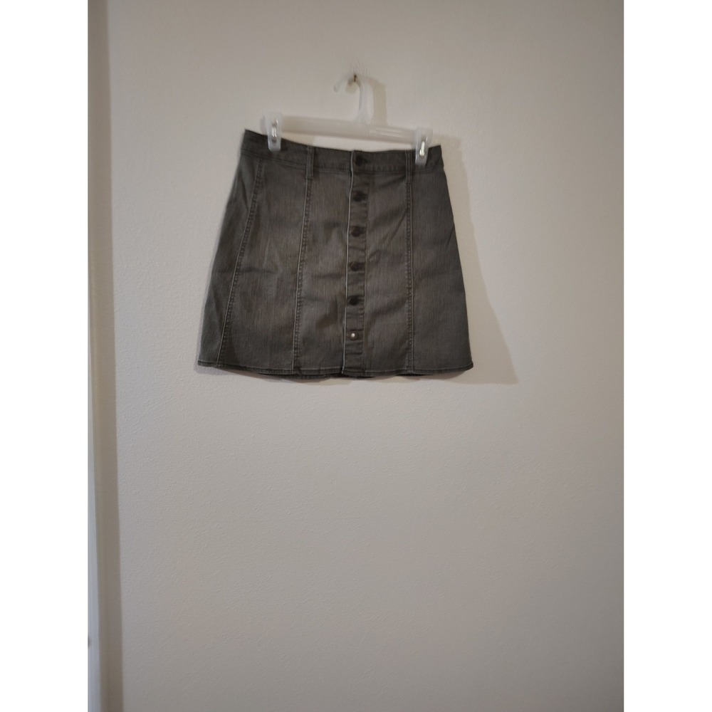 Mossimo Supply Co Womens Gray Denim Button Front Mini Skirt Size 8‎